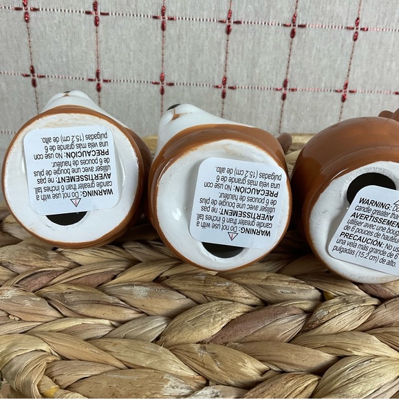 “H for Happy" SET OF 4 Ceramic Reindeer Taper Candle Holders New Holiday Decor - Picture 12 of 15